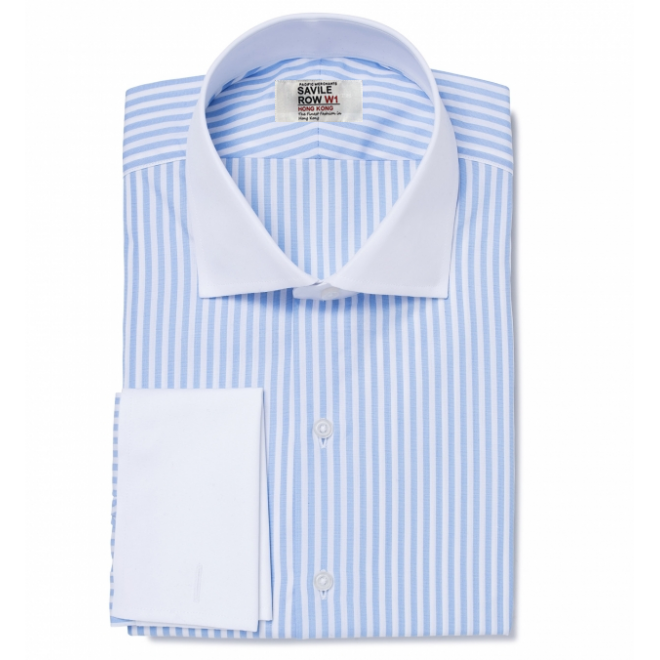 Light Blue Bengal Stripe shirt with contrast collar