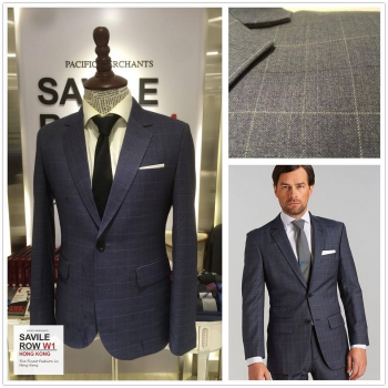 Slim-fit Steel Blue Windowpane Suit